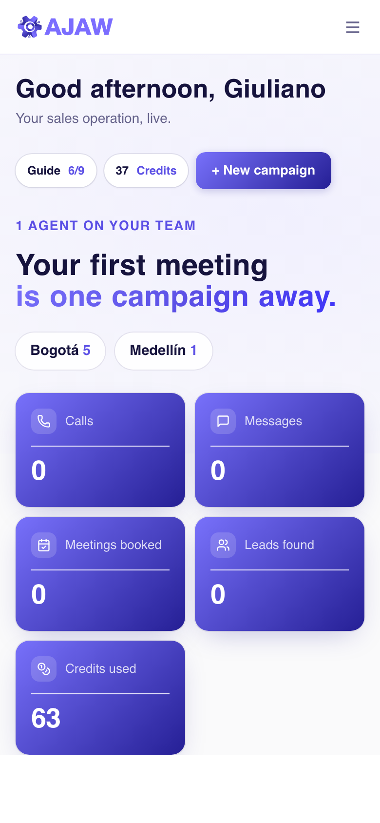 Inicio de AJAW en iPhone: la misma operación comercial en formato móvil