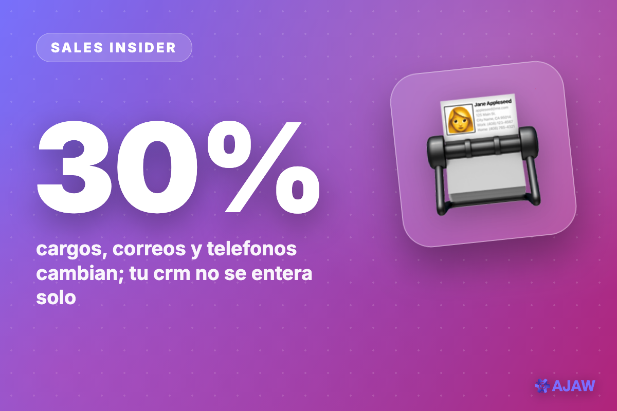 Sales Insider: El 30% de tu base de datos B2B se pudre cada ano — y le sigues vendiendo a contactos que ya no existen